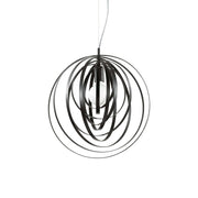 Ideallux Pendelleuchte DISCO Schwarz Matt, dimmable hanging light with adjustable height, E27 base, black metal, circular design.