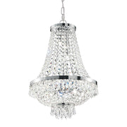 Ideal Lux Kristall Korblüster Caesar 12-flammig, 55cm Durchmesser, funkelnde Kristalle, Silberfinish, dimmbar, elegantes Design