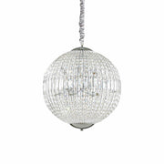 Ideallux Pendelleuchte LUXOR 8-flammig in Chrom mit Kristallen, dimmbar, Ø50cm, höhenverstellbar, edles Design für stilvolle Beleuchtung
