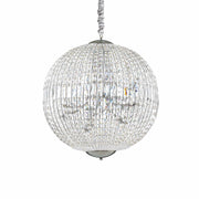 Ideallux Pendelleuchte LUXOR 12-flammig, verchromtes Metall mit Kristall, Ø60cm, dimmbar, höhenverstellbar, G9 Sockel, 230V Betrieb.