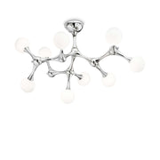 Ideallux Deckenleuchte NODINO, chrom-metal chandelier with 9 dimmable glass globes, ideal for modern interiors.