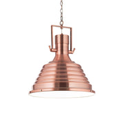 Ideallux Fisherman pendant light, copper finish, metal construction, adjustable height, suitable for E27 bulb; dimmable lighting solution.