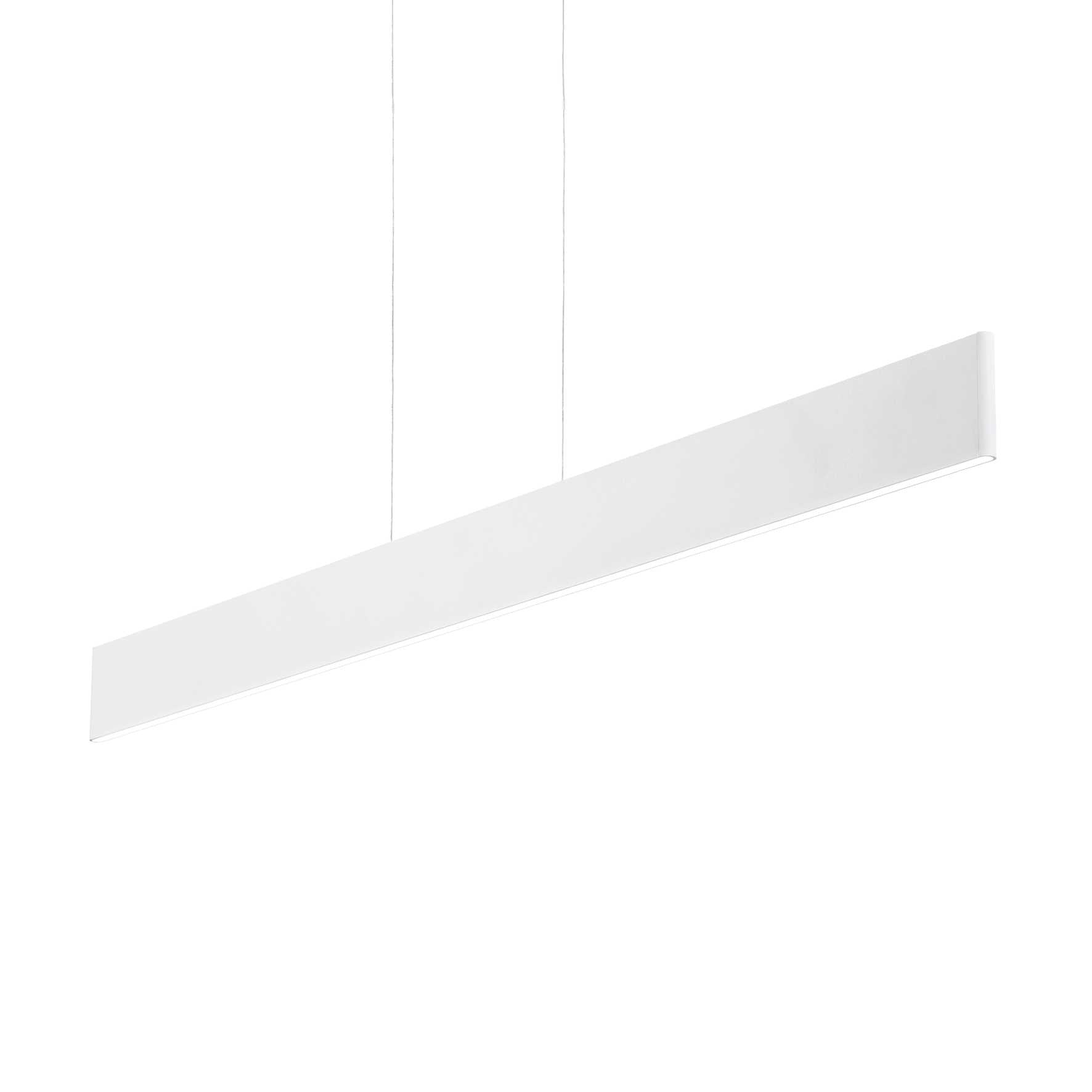 Ideallux Pendelleuchte DESK in Weiß, modernes Aluminium-Design, verstellbare Höhe, LED 2100LM, nicht dimmbar, 102.5cm Länge.