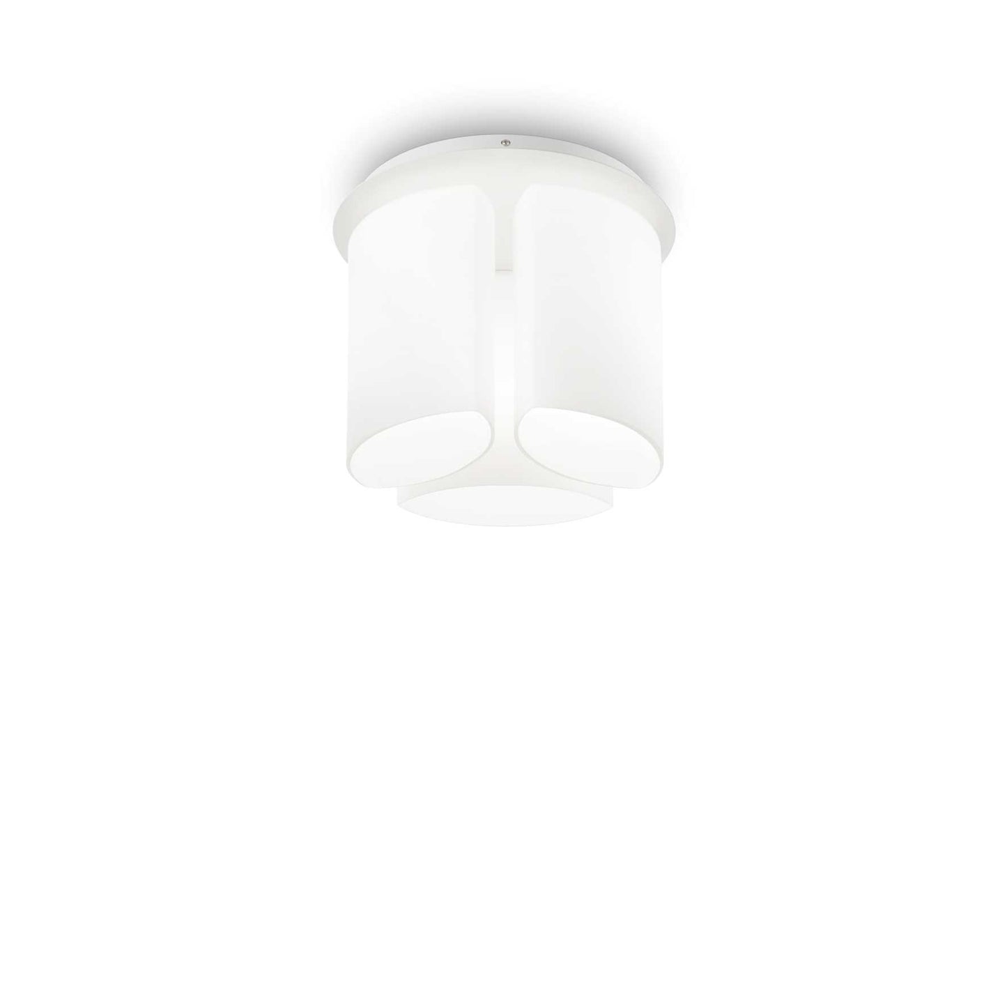 Ideallux Deckenleuchte Almond 3Leuchten, white metal and blown glass ceiling light, dimmable, Ø40cm, height 31.5cm