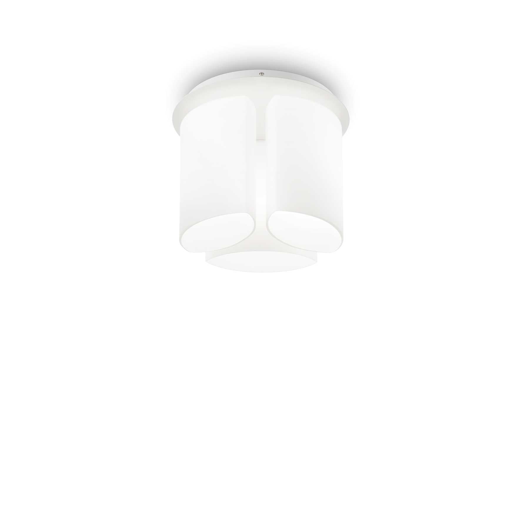 Ideallux Deckenleuchte Almond 3Leuchten, white metal and blown glass ceiling light, dimmable, Ø40cm, height 31.5cm