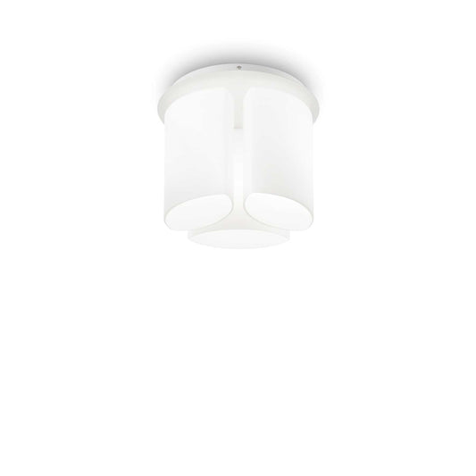 Ideallux Deckenleuchte Almond 3Leuchten, white metal and blown glass ceiling light, dimmable, Ø40cm, height 31.5cm