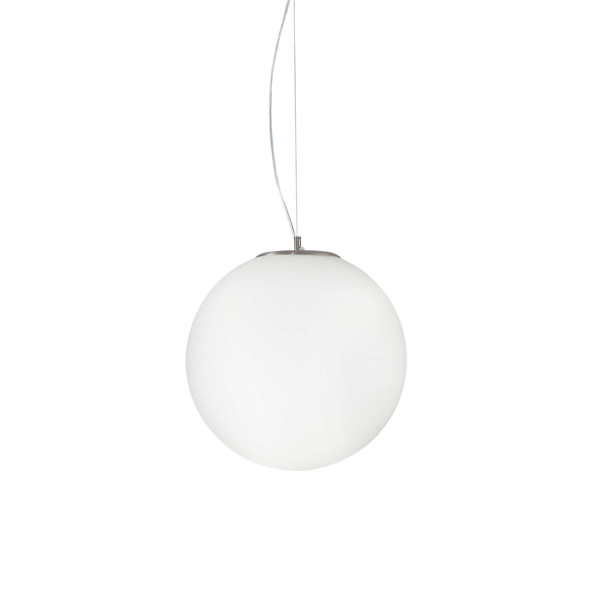 Ideallux Pendelleuchte MAPA RIGA 40cm with white glass globe and metal frame hanging by adjustable wire