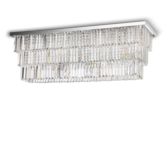 Ideal lux Kristall Deckenleuchte Martinez mit funkelnden Kristallen, 103cm Länge, gold/chrom Optik, dimmbar, für 8 x E14 LED.