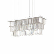 Ideal lux Kristall Pendelleuchte Martinez mit funkelnden Kristallen, silberfarben, 83cm lang, chrommetall, dimmbar, 6 E14 Leuchtmittel.