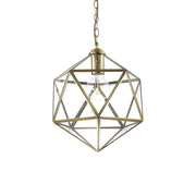 Ideallux Pendelleuchte DECA Groß, metallbrünierter Rahmen mit klarem Glas, dimmbar, für E27 Sockel, Durchmesser 50cm, höhenverstellbar.