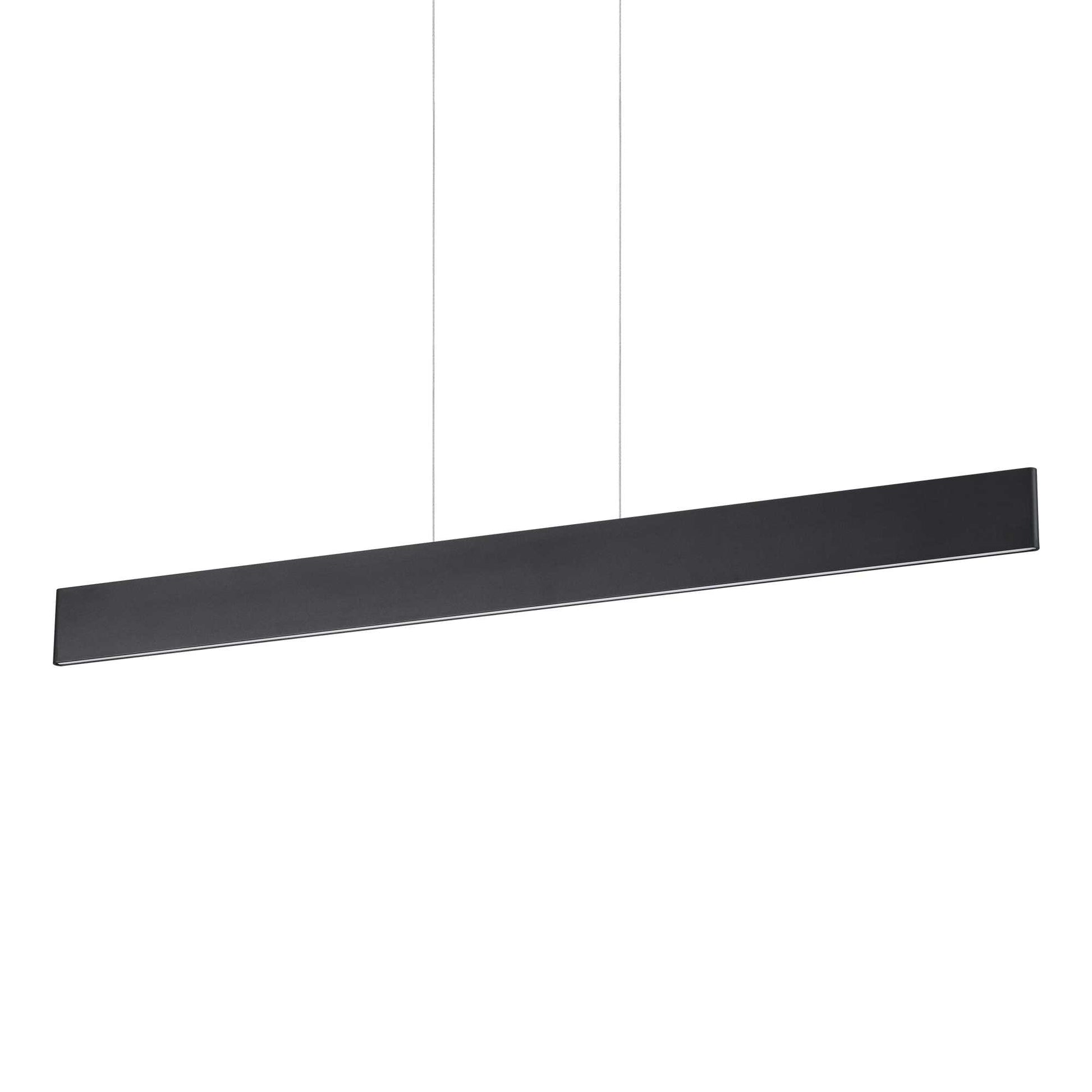 Ideallux Pendelleuchte DESK Schwarz, schwarze Aluminium-Pendelleuchte, höhenverstellbar, LED 2100LM, 3000K, modern und stilvoll.
