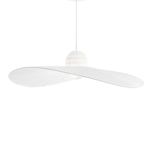 Ideallux Pendelleuchte MADAME in Weiß, dimmbare Deckenleuchte aus Metall und Canvas, Durchmesser 110cm, höhenverstellbar bis 230cm.