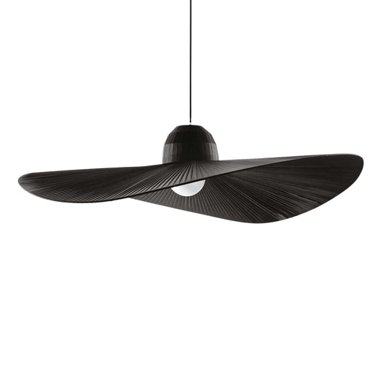 Ideallux Pendelleuchte MADAME Schwarz, dimmbare Lampe mit schwarzem Metall und Canvas-Satingewebe, E27 Sockel, Ø110cm.