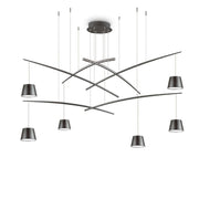 Ideallux Pendelleuchte FISH LED, mattschwarz, 6-fach, höhenverstellbar, modernes Design, für 230V.