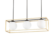 Ideallux Pendelleuchte LINGOTTO 3-flammig, schwarz und Messing, höhenverstellbar, E14 Sockel, eleganter moderner Deckenleuchte.