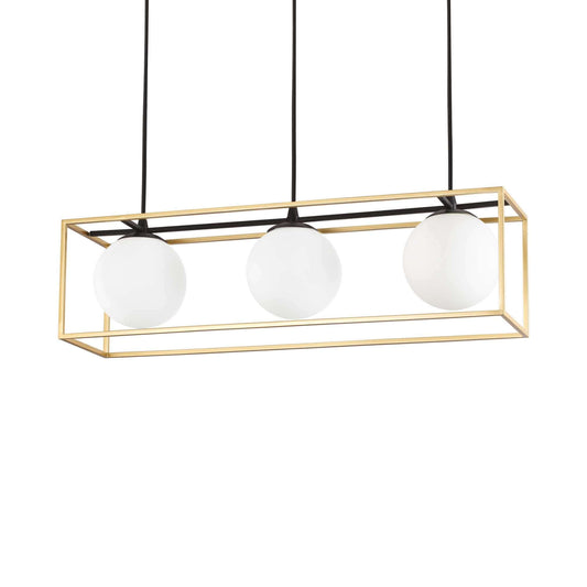 Ideallux Pendelleuchte LINGOTTO 3-flammig, schwarz und Messing, höhenverstellbar, E14 Sockel, eleganter moderner Deckenleuchte.