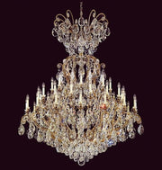 Kristall Kronleuchter, 41 Leuchten, Ø150cm, Satin Gold, funkelnde Kristalle, dimmbar, luxuriöses Design, hochwertig, XXL Größe