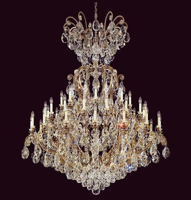 Kristall Kronleuchter, 41 Leuchten, Ø150cm, Satin Gold, funkelnde Kristalle, dimmbar, luxuriöses Design, hochwertig, XXL Größe