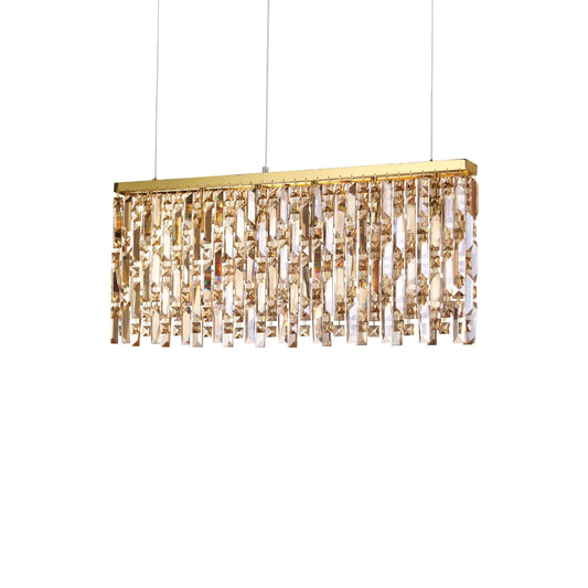 IDEAL LUX Kristall Pendelleuchte ELISIR mit funkelnden Bleikristallen, moderne 6-Leuchten Design, 80cm Länge, Chrom und Metall