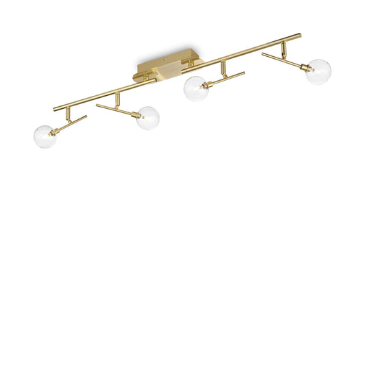 Ideallux Deckenleuchte MARACAS 4-flammig messing, dimmbar, aus Metall und Glas, Deckenlampe mit verstellbaren Diffusoren, G4 Sockel
