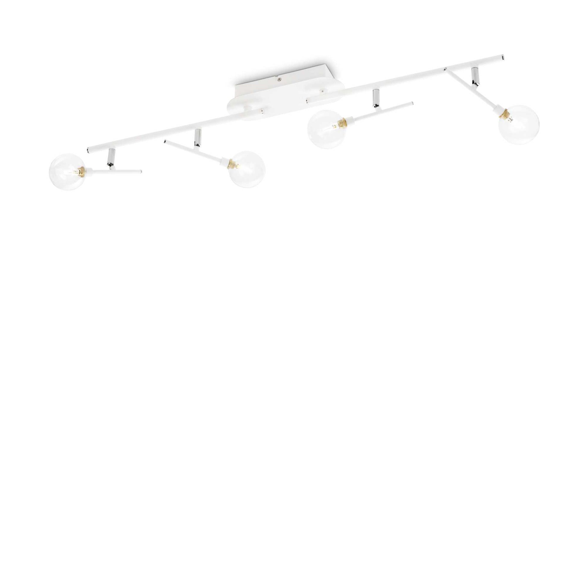 Ideallux Deckenleuchte MARACAS 4-flammig, dimmbar, weiß, G4 Sockel, verstellbare Glas-Diffusoren, 230V, modernes Design.