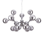 Ideal Lux Moderne Hängelampe Nodi mit 15 Leuchten aus chrom geblasenem Glas, modernes Design, silberne Farbe, dimmbar.