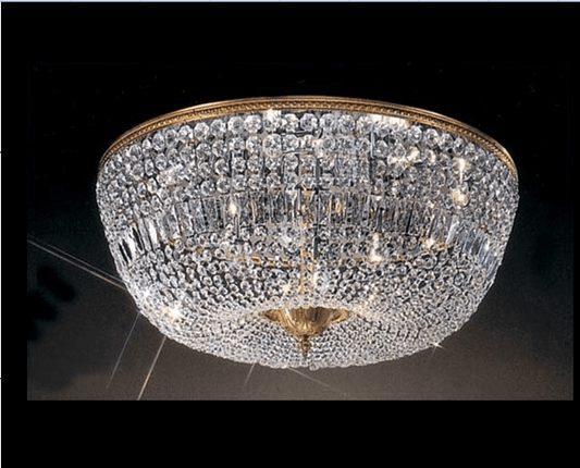 Kristall Deckenleuchte DRESDEN Ø90cm in Gold mit funkelnden Kristallen, dimmbar, ideal für luxuriöse Raumgestaltung.