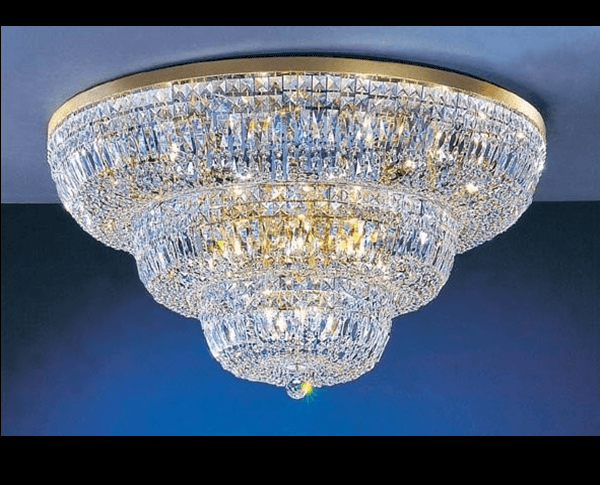 Kristall Deckenleuchte Leipzig Ø90cm in Gold, dimmbar mit 24 E14 LEDs, funkelnde Kristalle, elegantes Highlight für Wohnzimmer oder Büro.