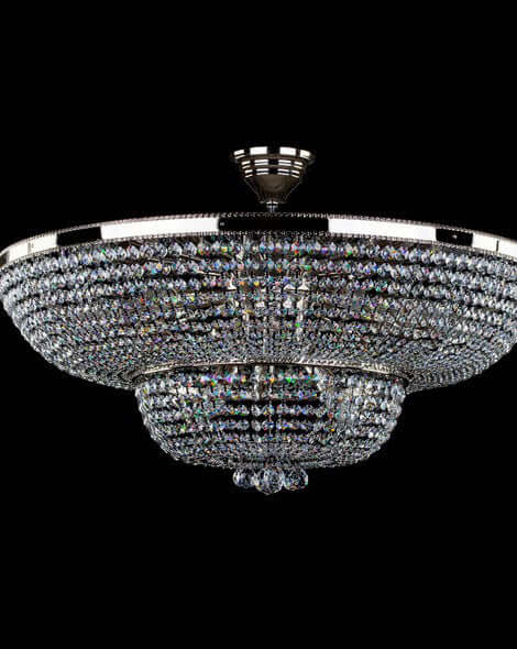 Kristall Deckenleuchte Fulda Ø80cm in Silber, funkelnde LED Kristalle, dimmbar, modernes Design, perfekte Raumerhellung, 230V Deckenlampe