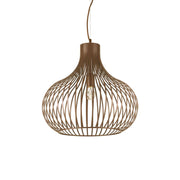 Ideallux Pendelleuchte ONION, braun lackiert, dimmbar, 47cm Durchmesser, E27 Fassung, höhenverstellbar, Metallstruktur, Stoffkabel