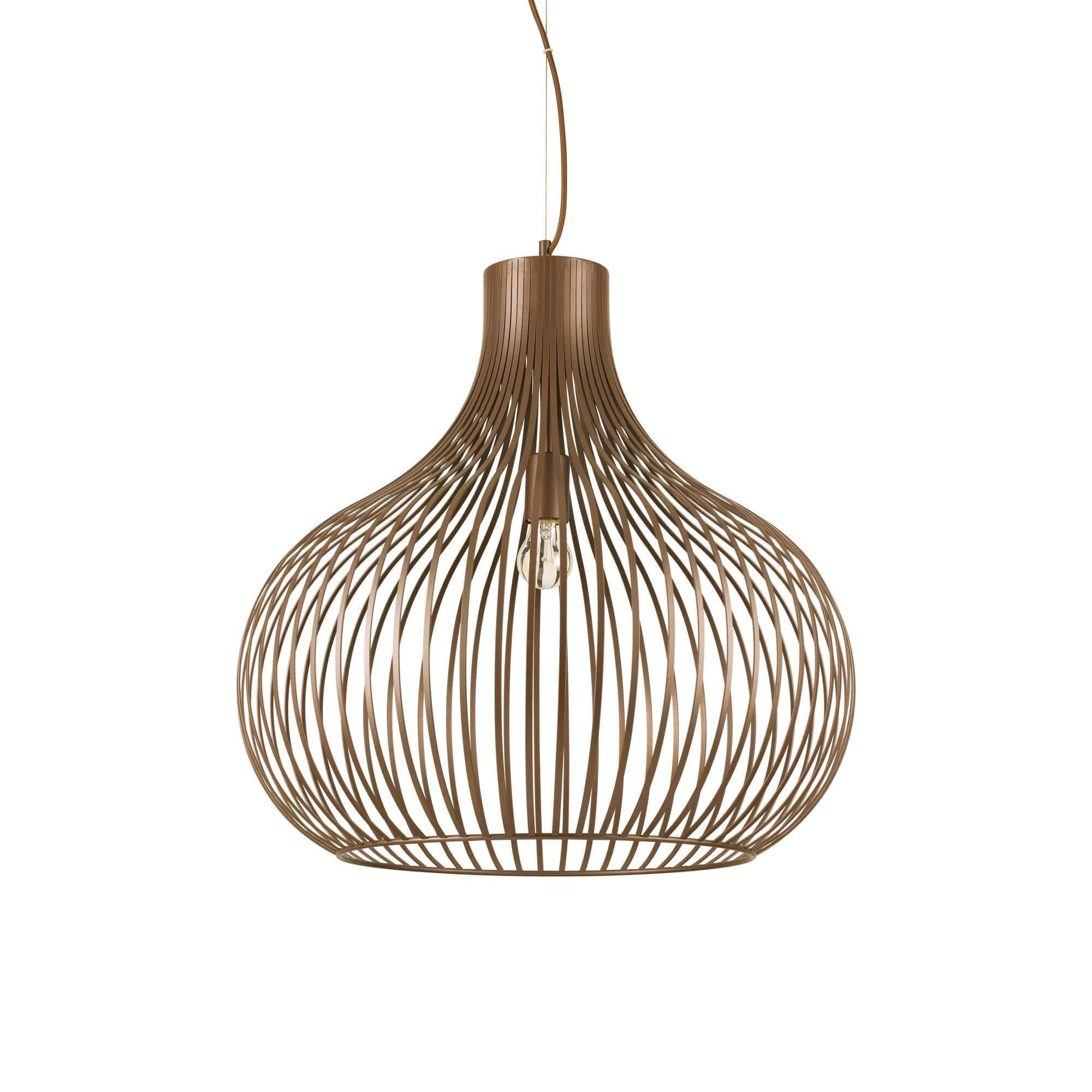 Ideallux Pendelleuchte ONION 59cm, brown metal finish, dimmable with adjustable height, E27 socket, 230V, modern design lighting.