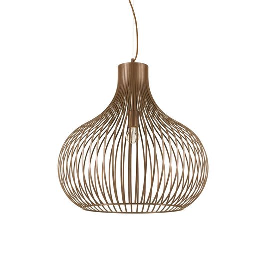 Ideallux Pendelleuchte ONION 59cm, brown metal finish, dimmable with adjustable height, E27 socket, 230V, modern design lighting.