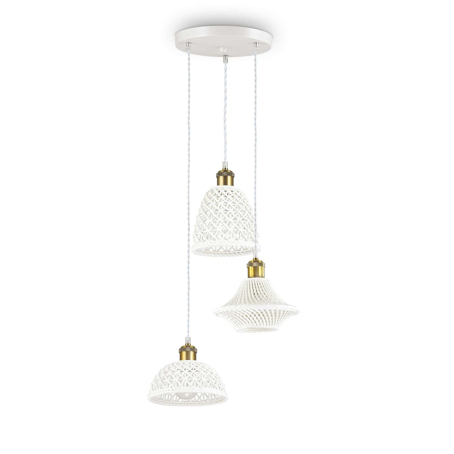 Ideallux LUGANO 3-flammig pendelleuchte, weiße Keramik-Diffusoren, matt lackiertes Metall, dimmbar, höhenverstellbar bis 120cm