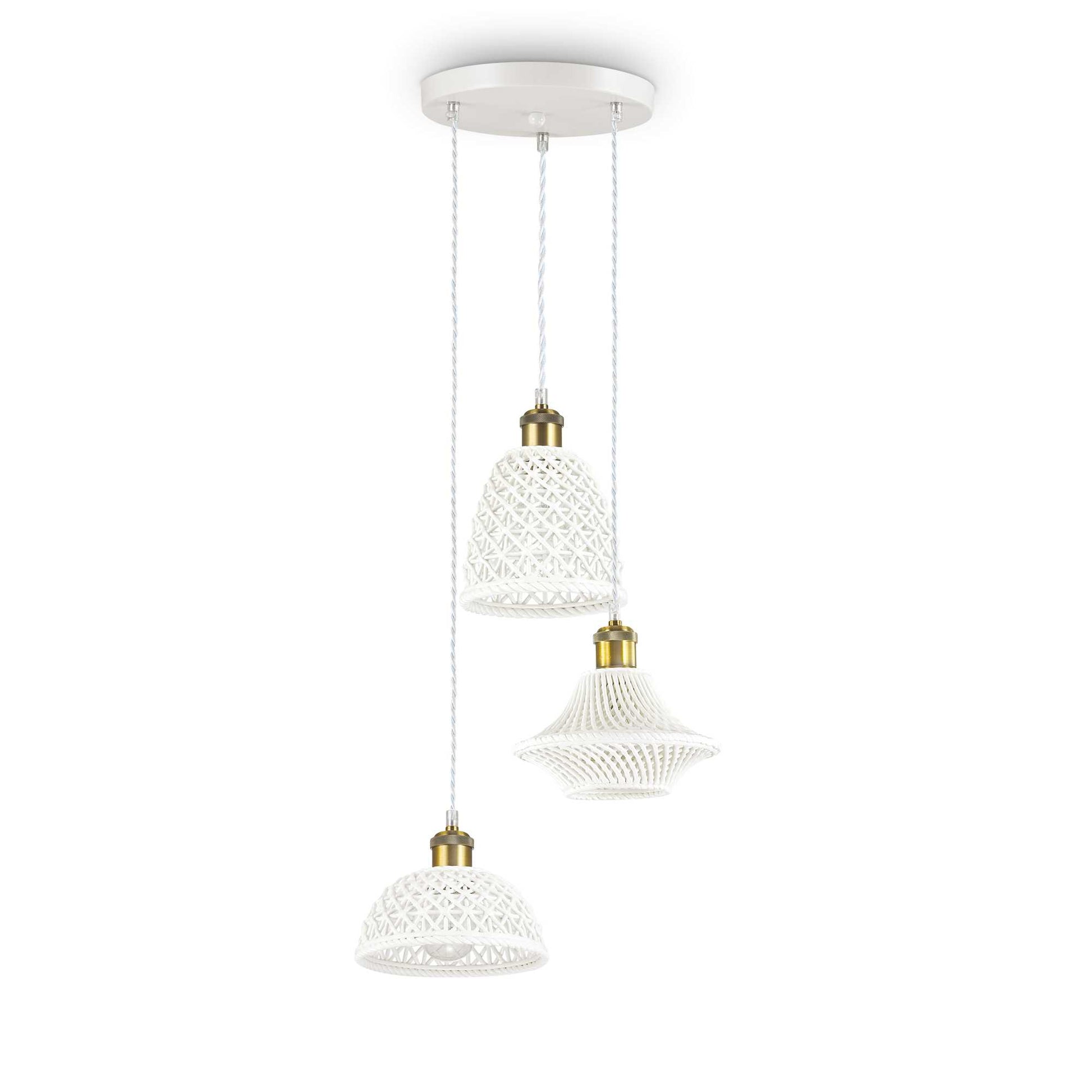 Ideallux LUGANO 3-flammig pendelleuchte, weiße Keramik-Diffusoren, matt lackiertes Metall, dimmbar, höhenverstellbar bis 120cm
