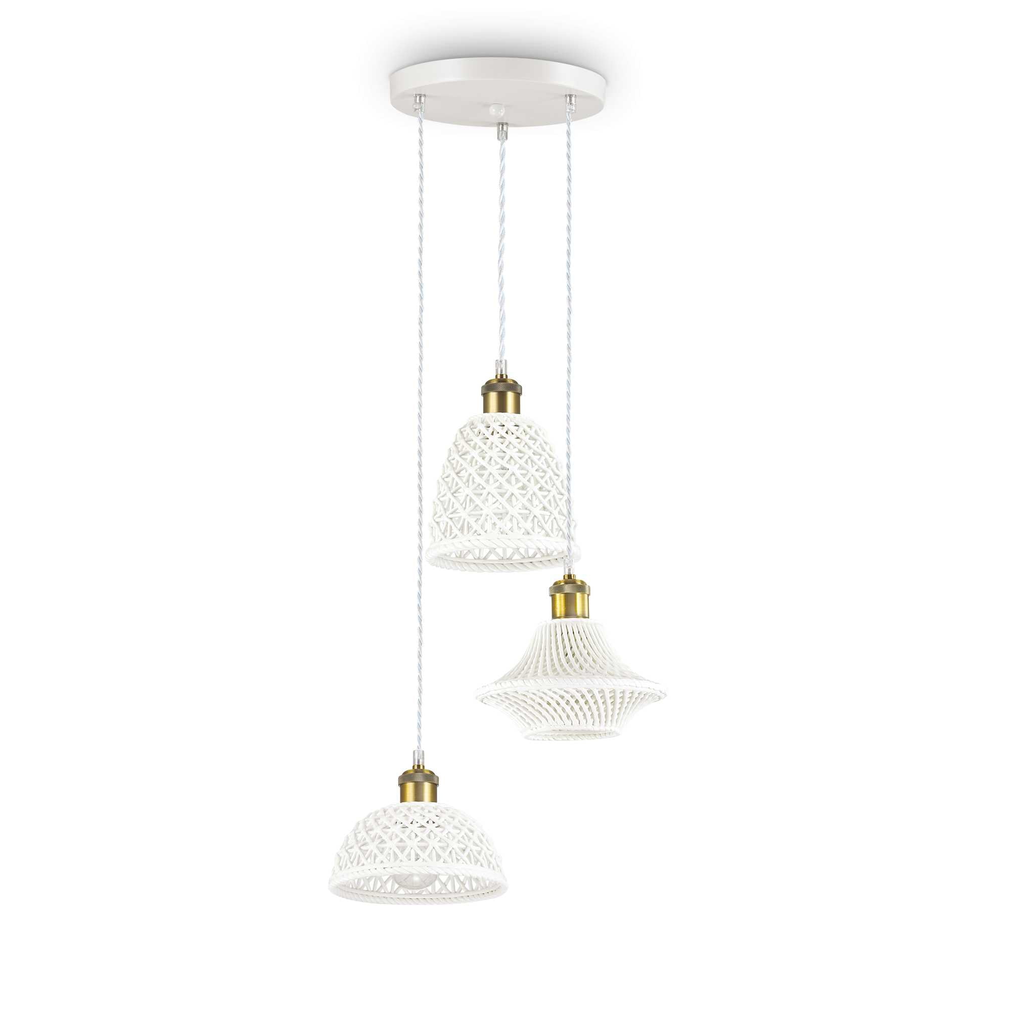 Ideallux LUGANO 3-flammig pendelleuchte, weiße Keramik-Diffusoren, matt lackiertes Metall, dimmbar, höhenverstellbar bis 120cm