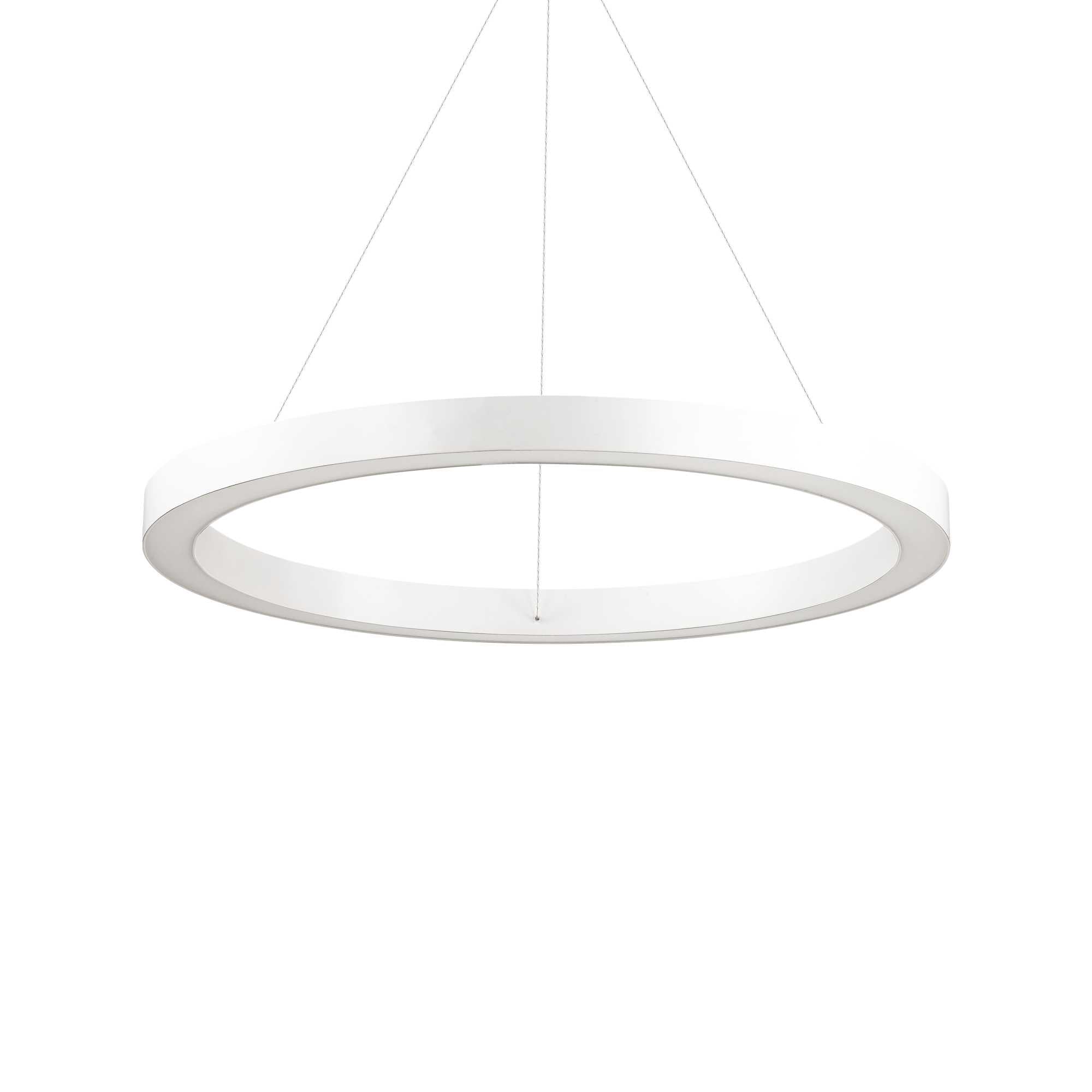 Ideallux ORACLE 70cm white pendant light in aluminum, non-dimmable LED, adjustable height, modern minimalist design.