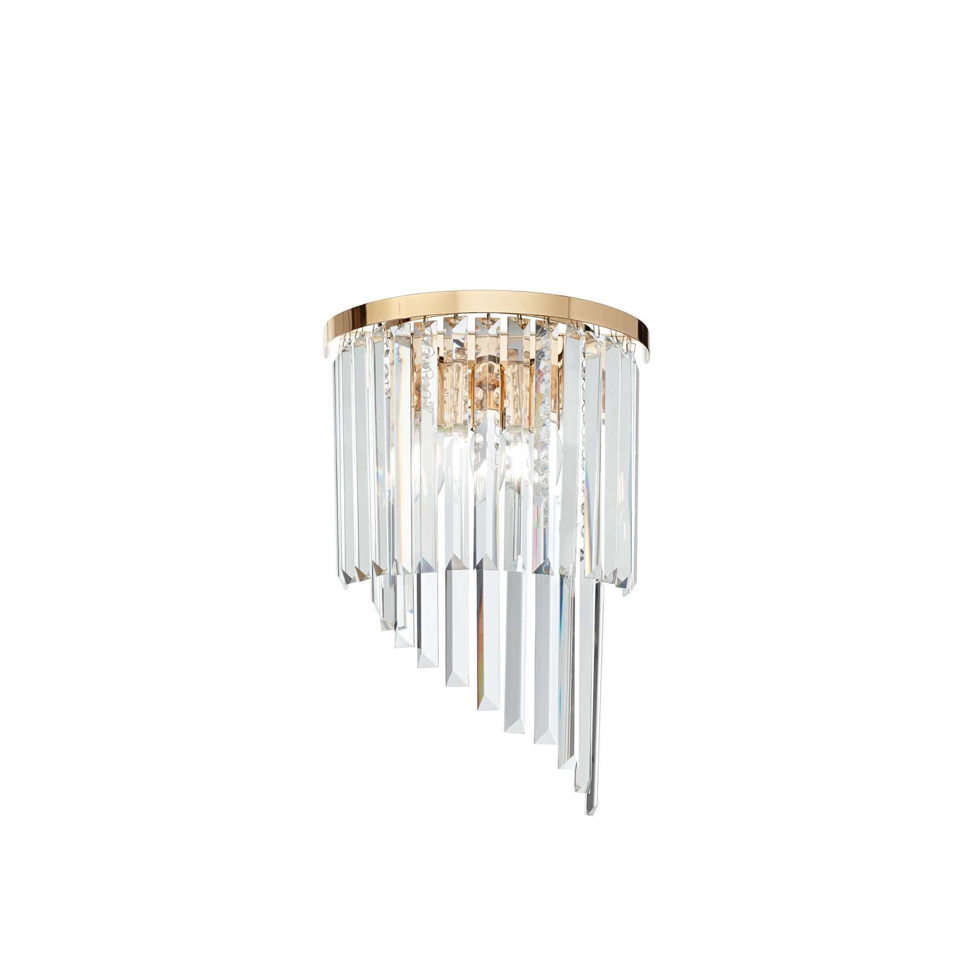 Carlton Wandleuchte mit funkelndem Bleikristall in Gold, 3-flammig, 45cm hoch, elegantes Wandlicht, dimmbar, E14 LED kompatibel