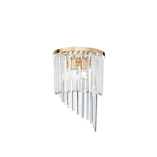Carlton Wandleuchte mit funkelndem Bleikristall in Gold, 3-flammig, 45cm hoch, elegantes Wandlicht, dimmbar, E14 LED kompatibel