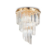 Luxurious Carlton crystal ceiling pendant light with brass finish and dimmable LED support, ideal for elegant interiors.