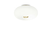 Ideallux Arizona ceiling light with blown glass diffuser and brass satin metal frame