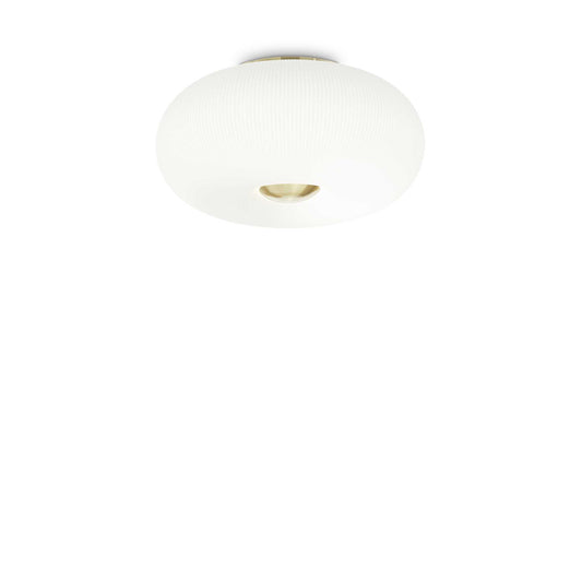 Ideallux Arizona ceiling light with blown glass diffuser and brass satin metal frame