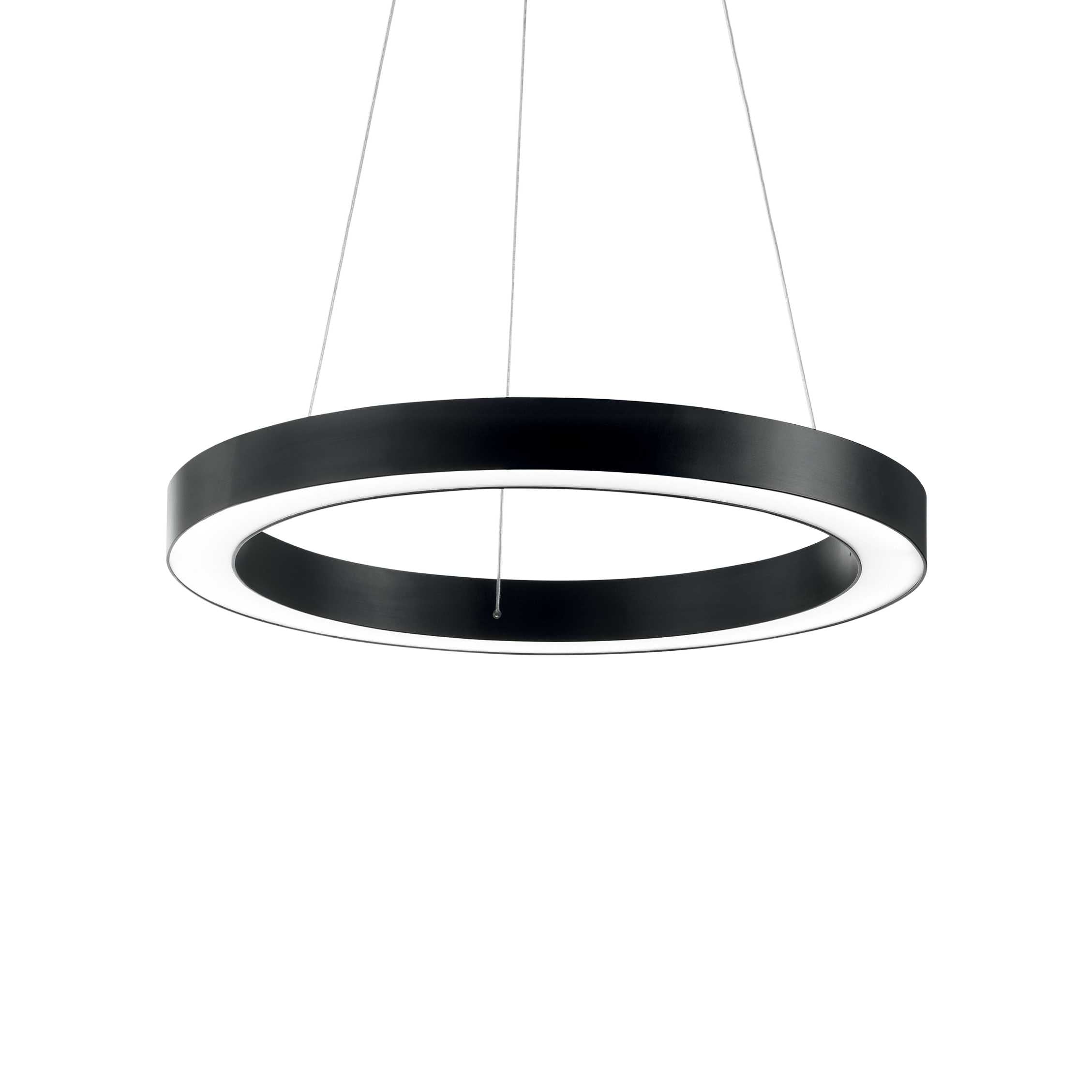 Ideallux ORACLE 60cm black pendant light, LED, aluminum, adjustable height, sleek modern design.