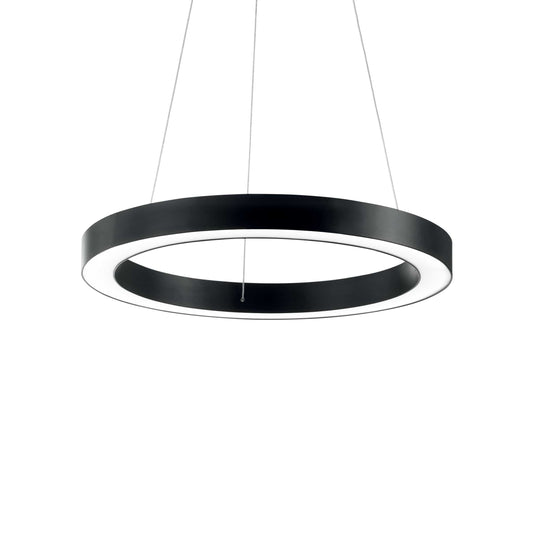 Ideallux ORACLE 60cm black pendant light, LED, aluminum, adjustable height, sleek modern design.