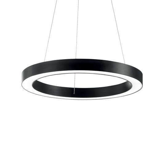 Ideallux Pendelleuchte ORACLE 70cm, schwarzes Aluminium-LED-Hängelicht, Ø70cm, nicht dimmbar, höhenverstellbar, 3300LM 3000K, 230V.