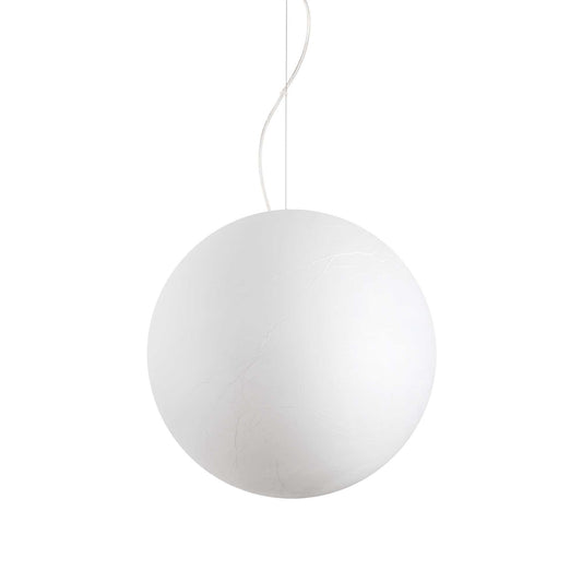 Ideallux Pendelleuchte Carta 50cm in weiß mit Papier-Effekt, dimmbar und höhenverstellbar, E27 Fassung, für stilvolle Beleuchtung.