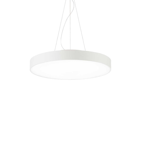 Ideallux HALO 45cm white aluminum pendant light, non-dimmable, height adjustable, LED 4050LM 3000K, ideal for modern interiors.