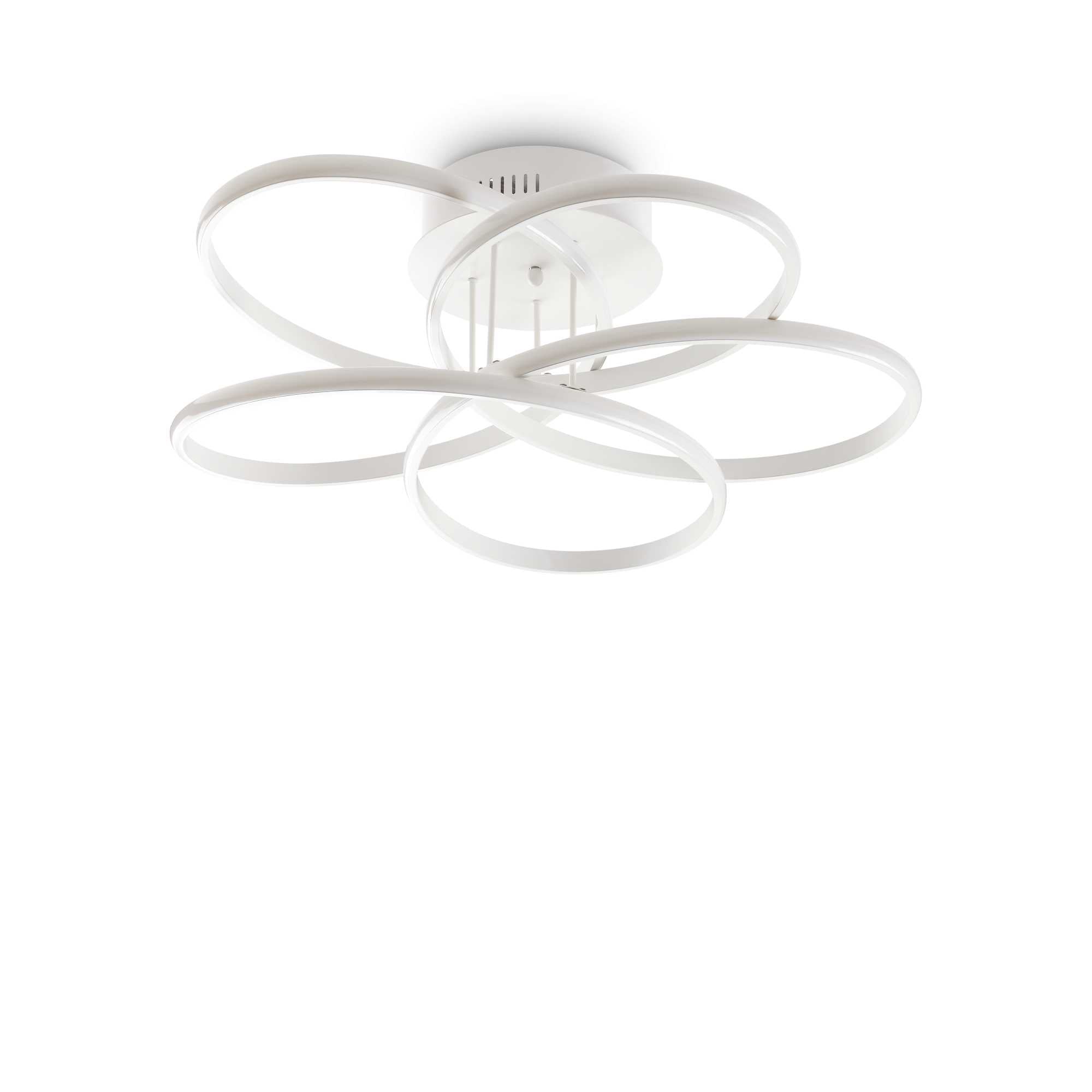 Ideallux Deckenleuchte KAROL 65cm, matt weißes Metall, Opal-Kunststoff, LED 10700LM 4000K, Ø65cm, moderne Deckenlampe