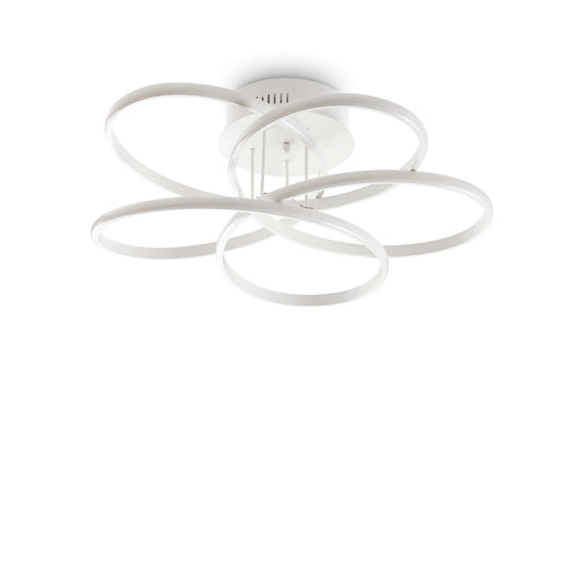 Ideallux Deckenleuchte KAROL 65cm, matt weißes Metall, Opal-Kunststoff, LED 10700LM 4000K, Ø65cm, moderne Deckenlampe