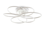 Ideallux KAROL 76cm ceiling light in white matte metal with opal diffuser, features LED 12200LM 4000K, non-dimmable, 230V, Ø76cm.