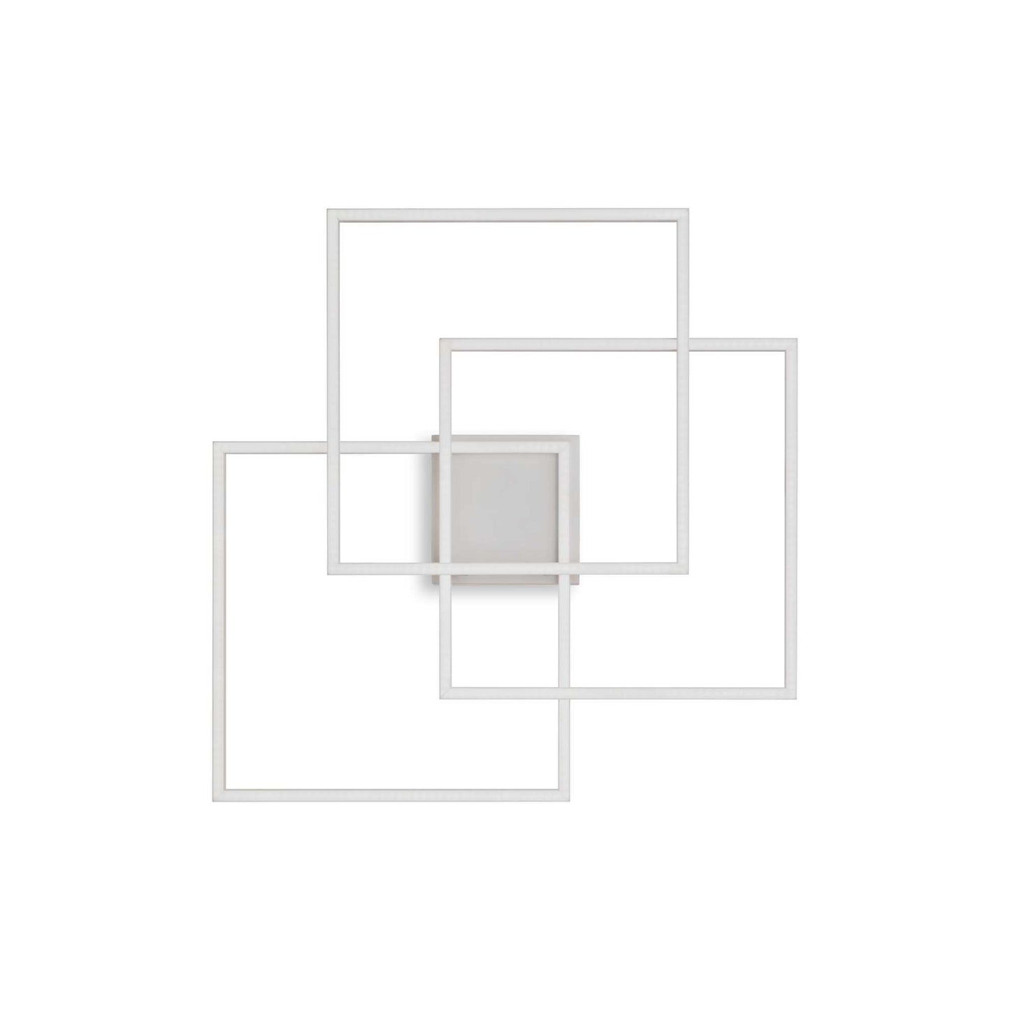 Ideallux Deckenleuchte QUADRATO white ceiling light with a minimalist geometric design, made of matte white metal, featuring LED 4950LM 3000K.